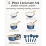 Gotham Steel Natural 15-Piece Ceramic Nonstick Cookware Set, , large