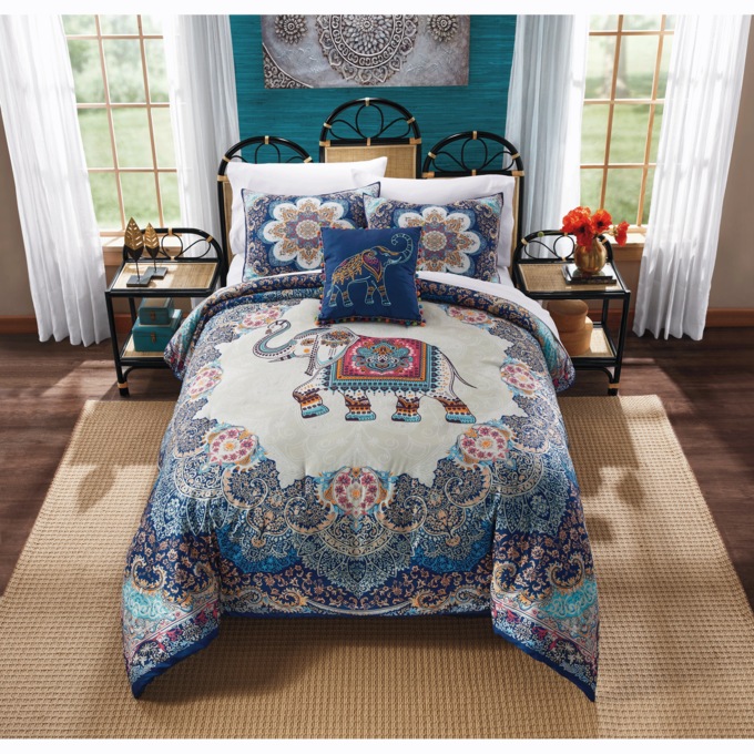 Boho Elephant Comforter Set, , large