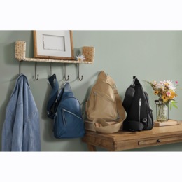 Canvas Slingbag with Zip Closures and Durable Nylon, , large