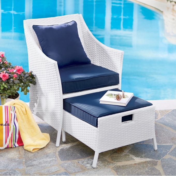 Forever Wicker Chair with Ottoman, , large