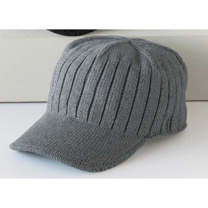 Knit Baseball Cap, Gray, large