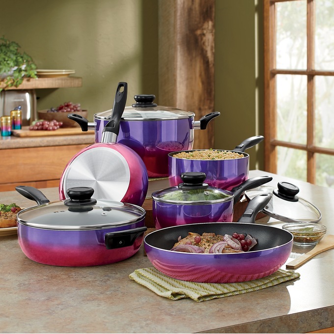 10-Piece Iridescent Gradient Non Stick Cookware Set, , large
