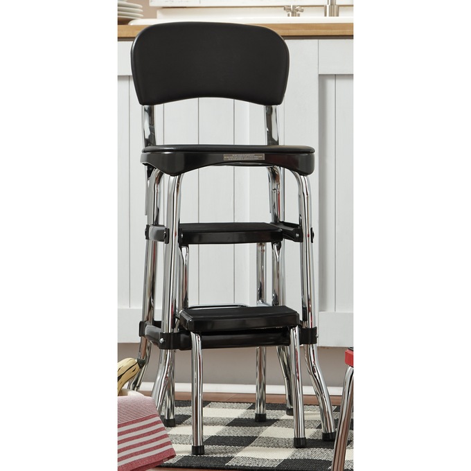 Retro Step-Stool Chair, Black, large