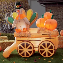 Turkey On Wagon Inflatable, , large