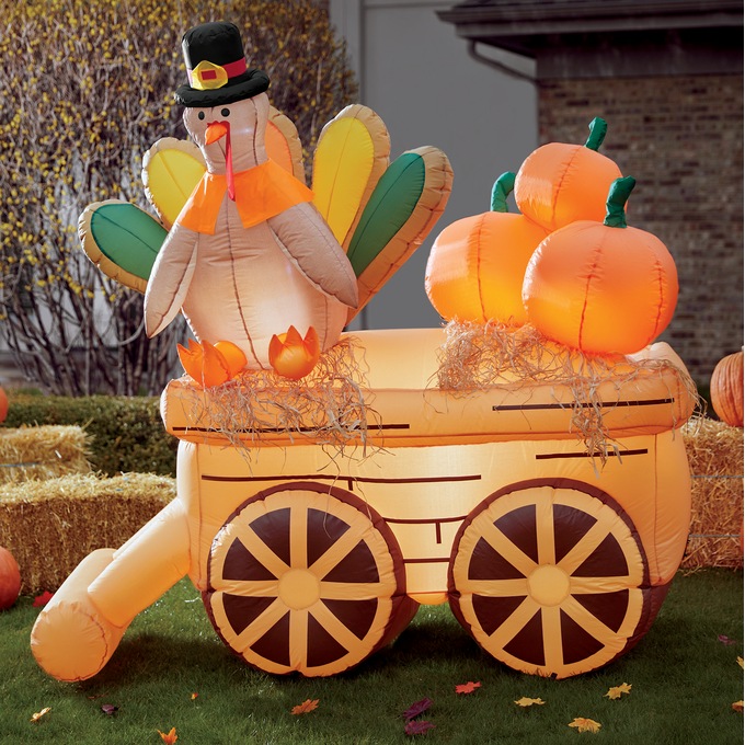 Turkey On Wagon Inflatable, , large