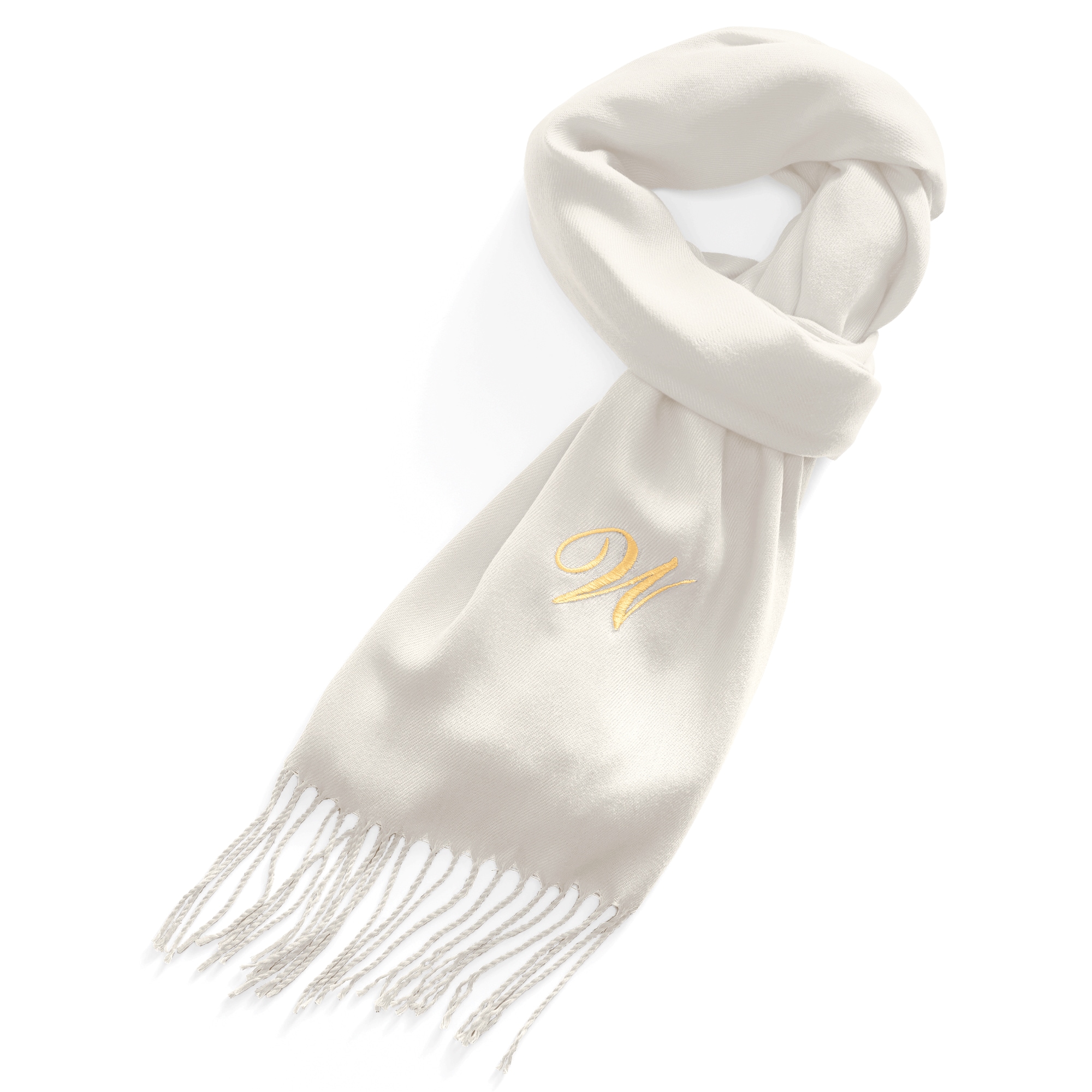 Personalized Fringe Scarf, Ivory, large