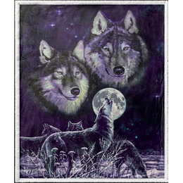 Wolf Night Novelty Sherpa Throw, , large