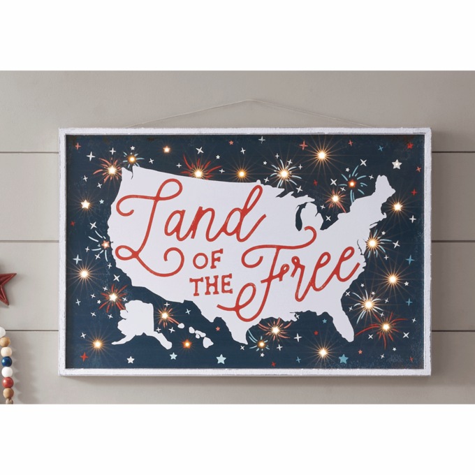 Lit Land of The Free Sign, , large