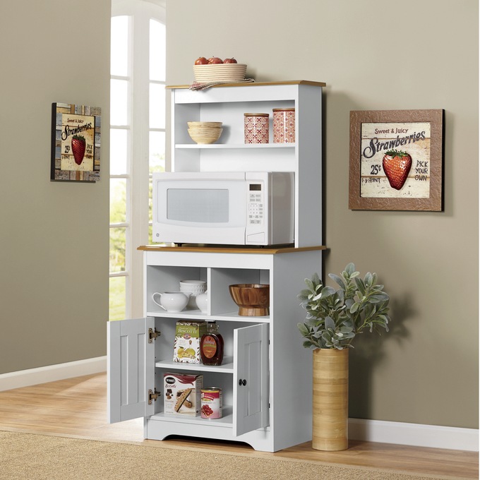 Katie microwave stand with on sale hutch