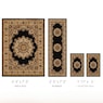 4-Piece Plush Floral Kirman Rug Set with Runner and Mats, Black, large