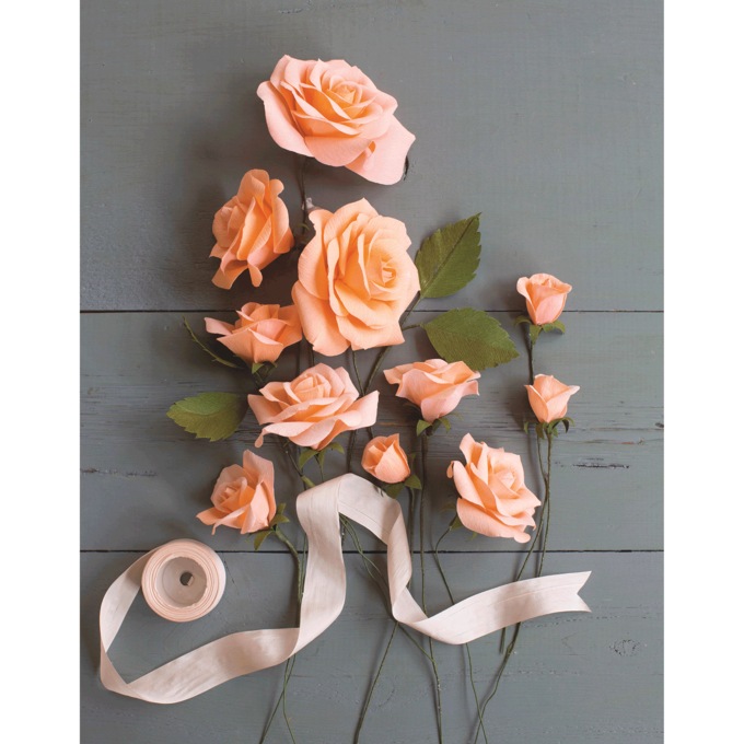 Crepe Paper Rose Flower Kit, , large