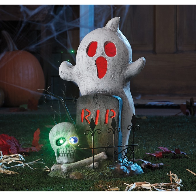 Lit Ghost In The Graveyard Halloween Décor, , large