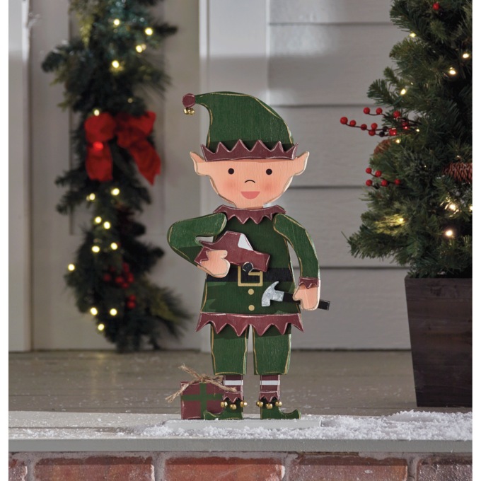 Chunky Wood Christmas Elf, , large