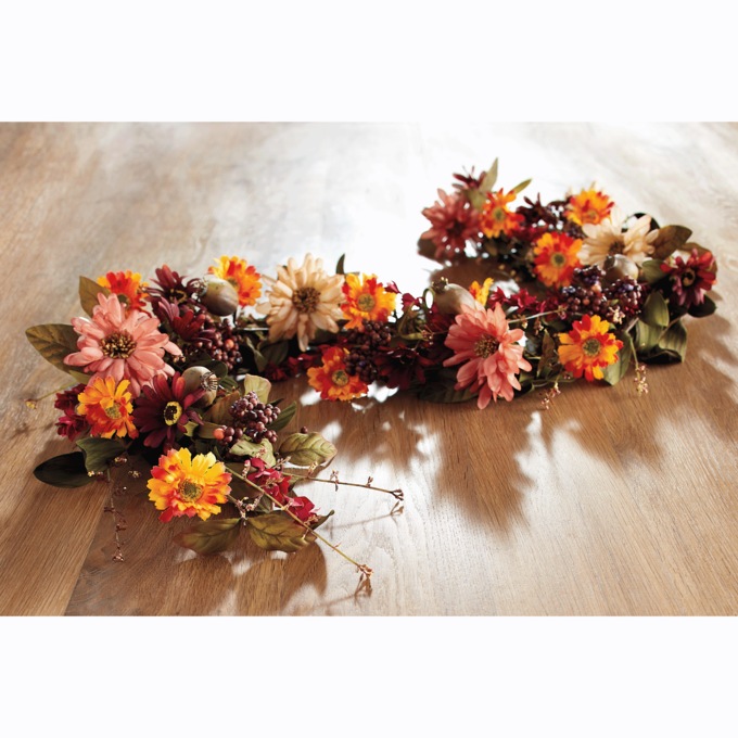 Red And Pink Daisy Fall Floral Garland, , large