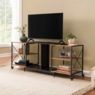 Expandable Rotatable Powered TV Stand, Brown, large