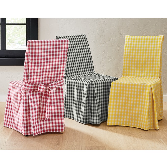 Gingham Check Dining Chair Cover, , large