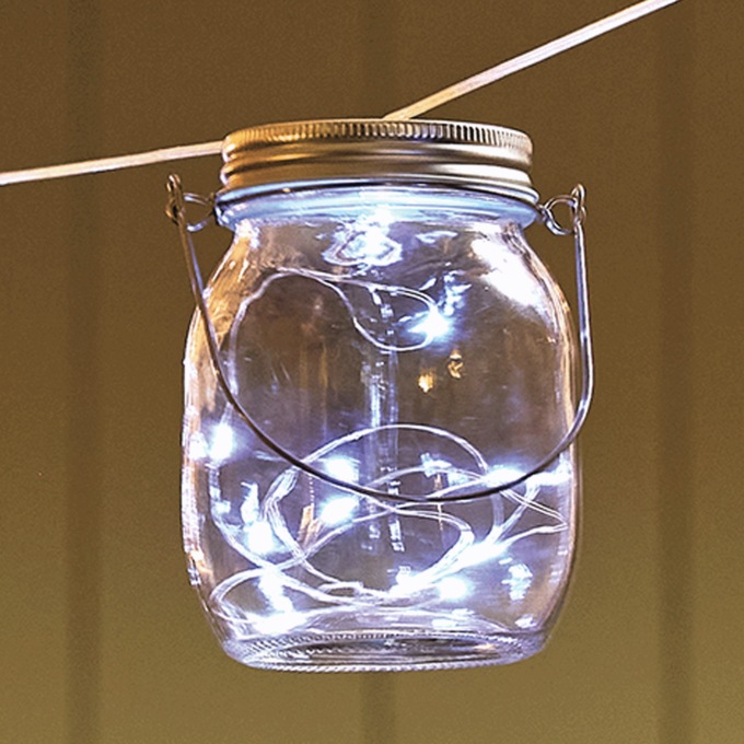 Set of 10 Solar Mason Jar String Lights, , large