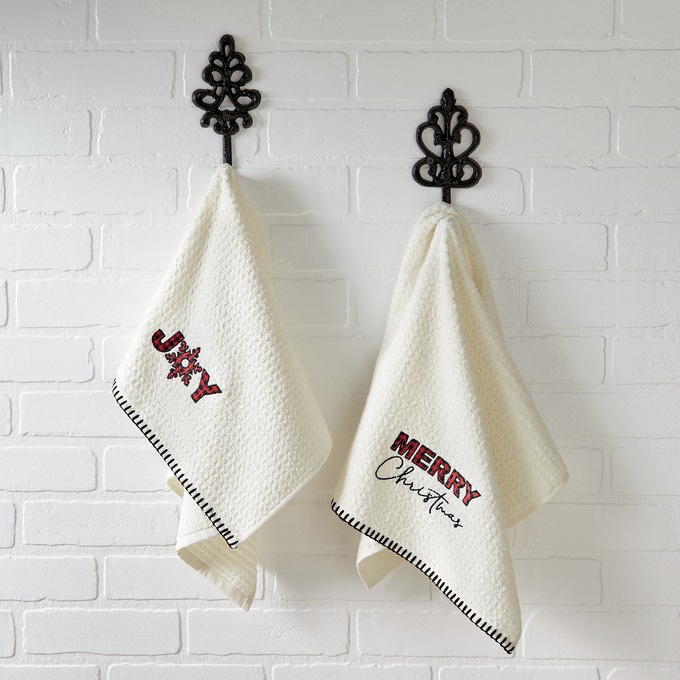 Set of 2 Holiday Sentiment Hand Towels, , large