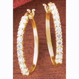 Lab-Created Diamond Hoops, , large