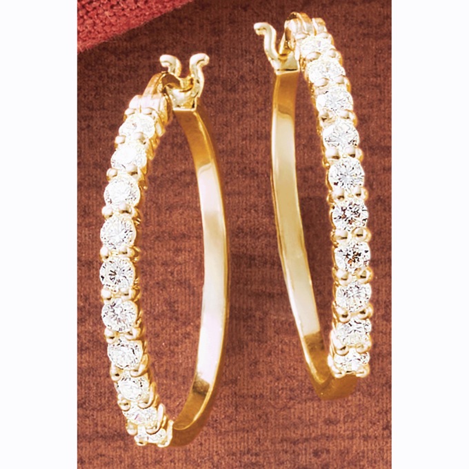 Lab-Created Diamond Hoops, , large