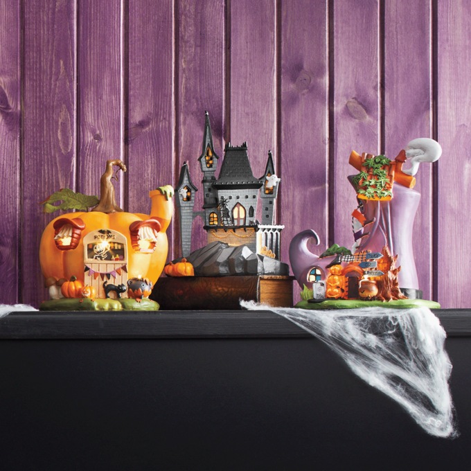 Lit Halloween Village Buildings, , large