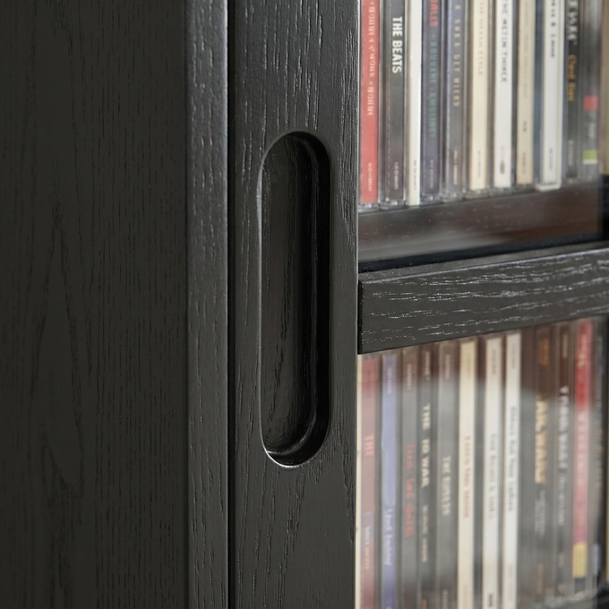 Merrick Sliding-Door Media Cabinet, Black, large