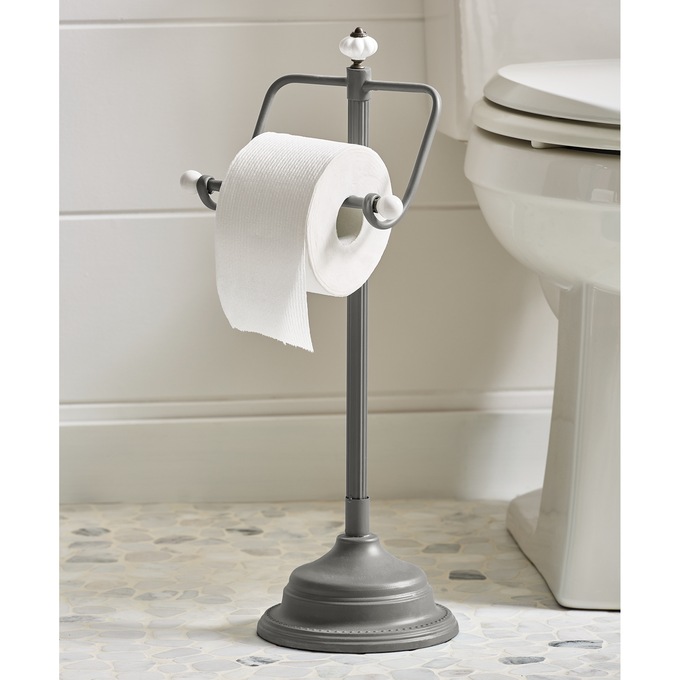 Floor Toilet Paper Holder, Gray, large