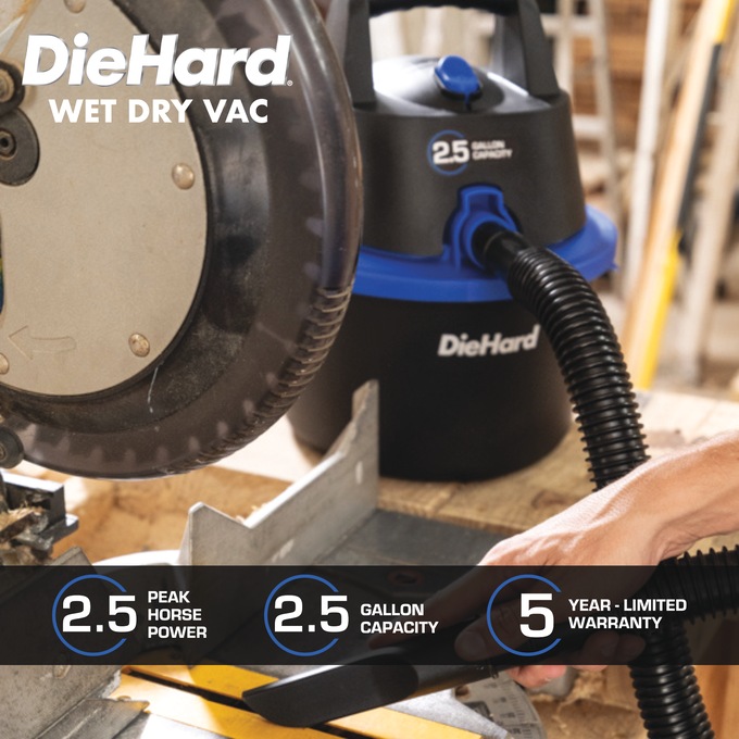 DieHard 2.5-Gallon Wall-Mount Wet/Dry Vac, , large