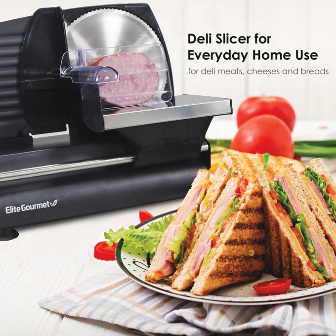 Elite Gourmet Electric Meat Slicer, Black, large