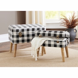 Set of 2 Buffalo Check Storage Stools, , large