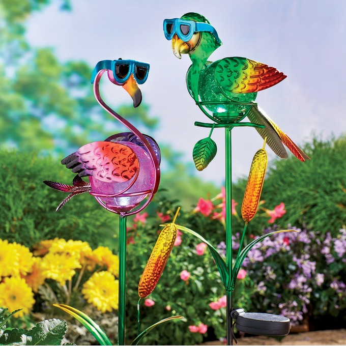 Buy Both Flamingo and Parrot Solar Birds and Save, , large