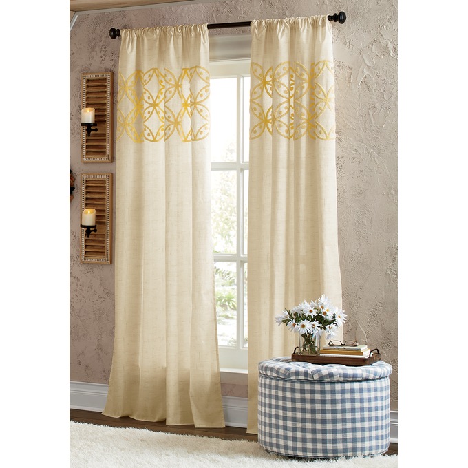 Towel-Embroidered Linen Print Panel, , large