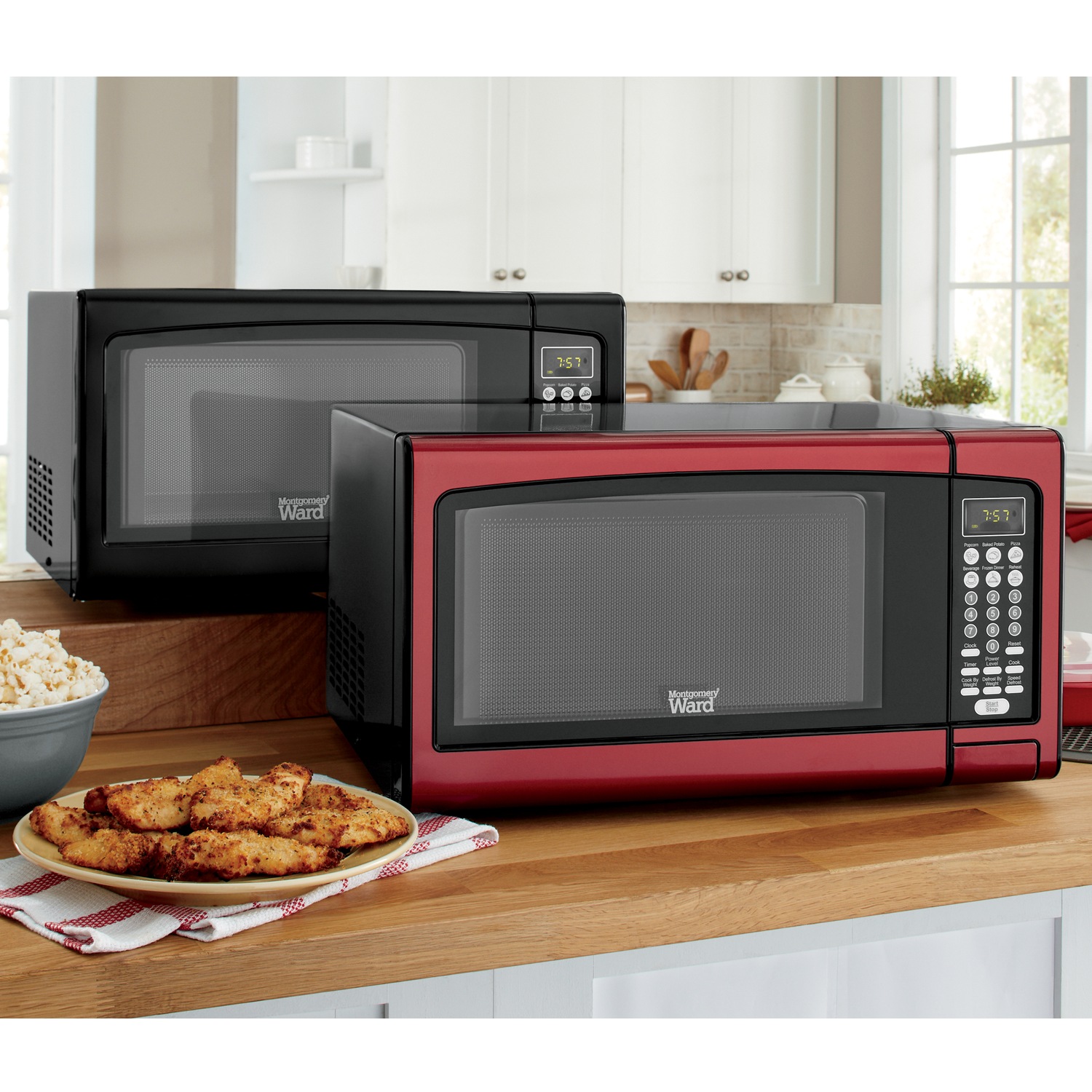 Large outlet red microwave