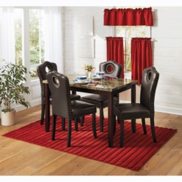 Faux-Leather Nailhead Dining Chair with Elegant Scalloped Back, , large
