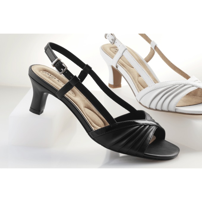 Easy Street Faux-Patent Delite Slingback with 2" Heel, , large