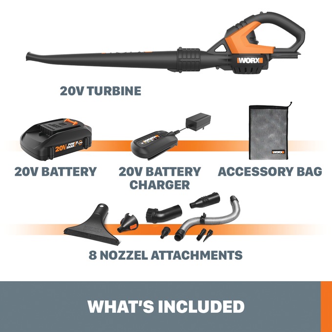 Worx 20V Power Share Cordless Leaf Blower/Sweeper, , large