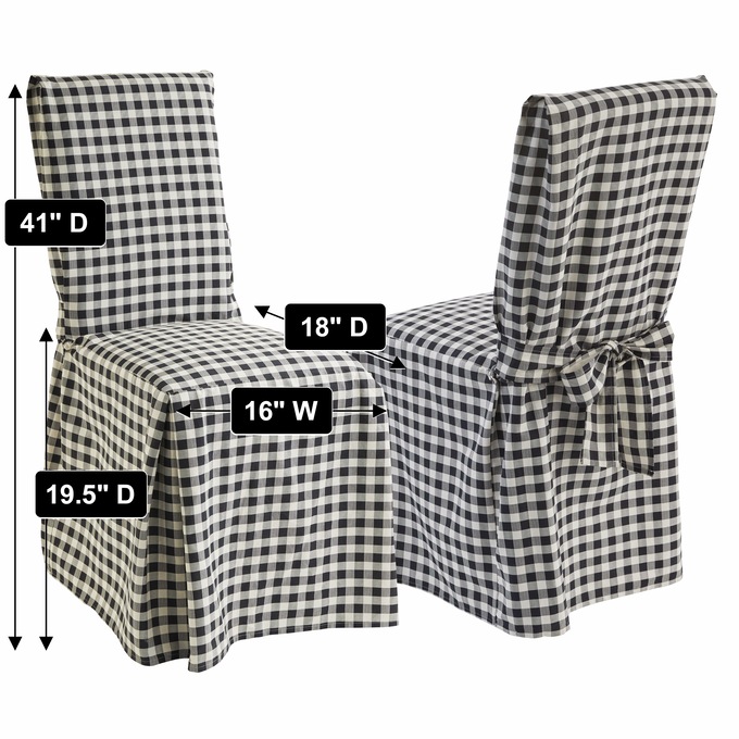 Gingham Check Dining Chair Cover with Ties, , large