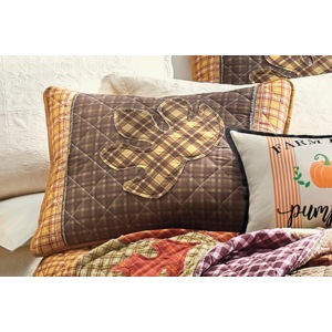 Hazel Autumn Leaf Appliqu&eacute; Quilted Standard Sham, Autumn, large