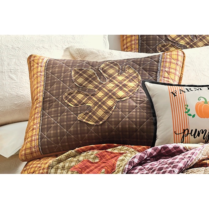 Hazel Autumn Leaf Appliqu&eacute; Quilted Standard Sham, Autumn, large