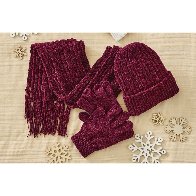 Fringe Scarf, Hat & Glove Set, , large