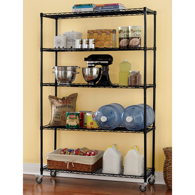 5 Tier Wide Mobile Shelf, , large