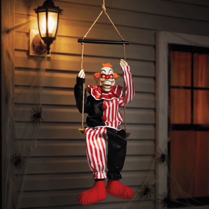 Animated Clown on Swing, Multi, large