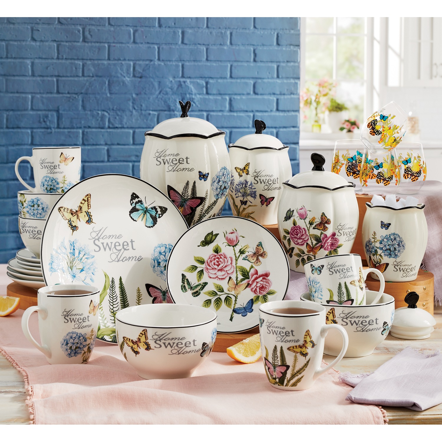 Sweet Home Butterfly Dinnerware & Canister Sets & Drinkware ...